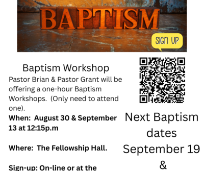 Next Baptism date is September 19 & September 27. (1)