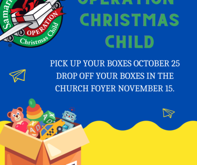 November 16th Drop off Your Boxes in the church foyer.